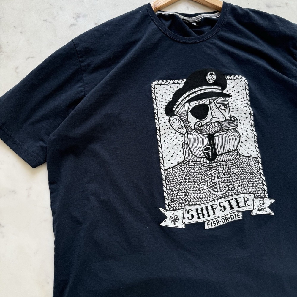 Lakor Scandinavian Minimalist T shirt 10 Years at Sea "Fish or Die" SHIPSTER $60